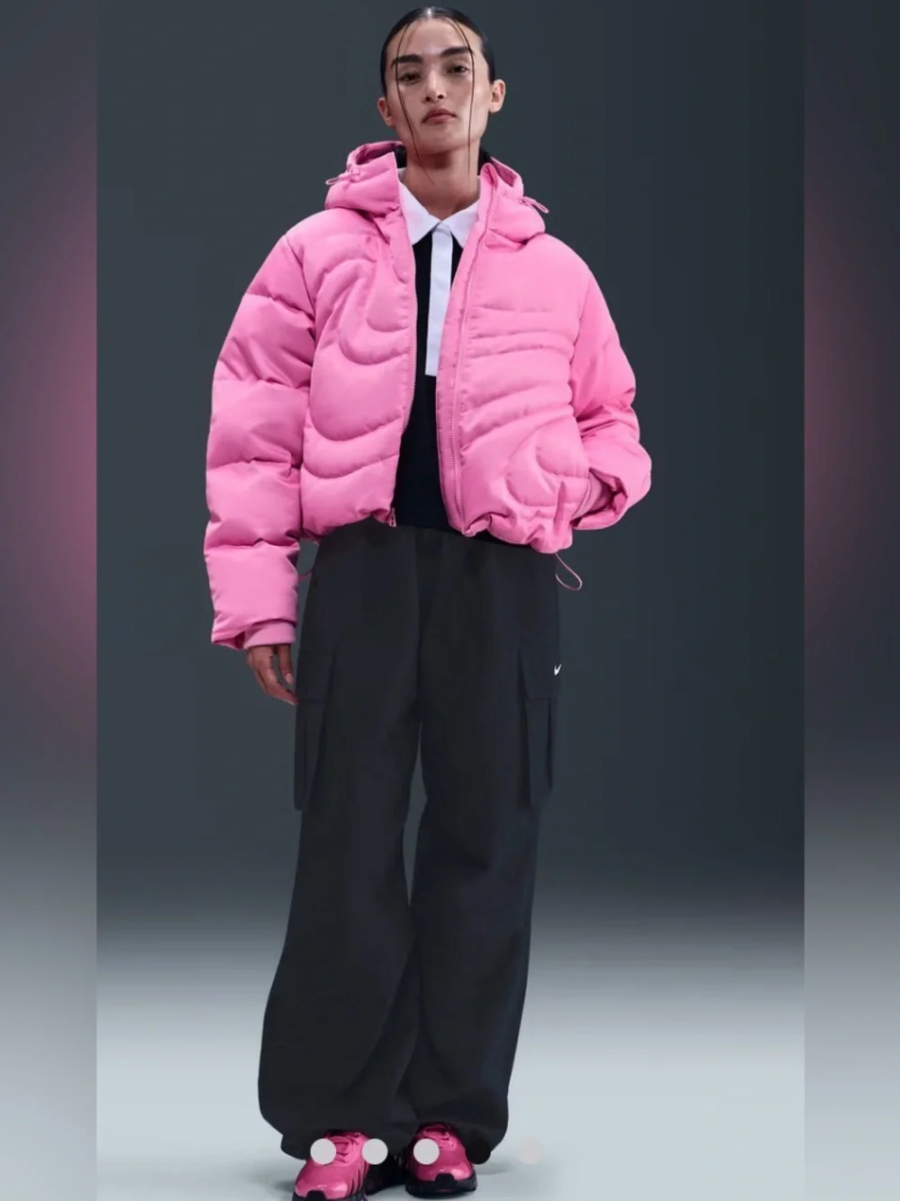 Nike Sportswear Swoosh Series Therma-Fit Down Puffer Jacket Barbie Pink SZ S NWT